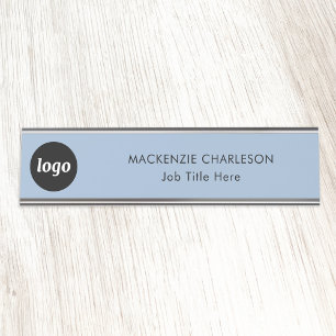 Placa De Mesa Logotipo simples com texto personalizado Pó para e
