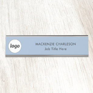 Placa De Mesa Logotipo simples com texto personalizado Pó para e