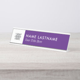 Placa De Mesa Logotipo simples Royal Purple White Minimalista