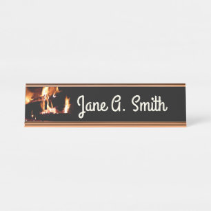 Placa De Mesa Logs in the Fireplace Warm Fire Photography