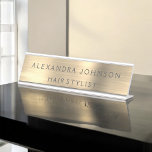 Placa De Mesa Luxury Gold Foil Moderna Negócios<br><div class="desc">Folha de Luxo Gold Metálica de Aço Inoxidável Mínimo de Aço Inoxidável Placa com nome de tipografia branco e letra maiúscula e profissão. A placa de nome comercial Gold Foil Metal pode ser personalizada com seu nome. Entre em contato com o designer para obter itens correspondentes personalizados.</div>