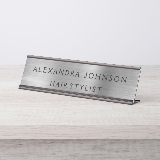 Placa De Mesa Luxury Silver Foil Moderna Negócios (Frente)