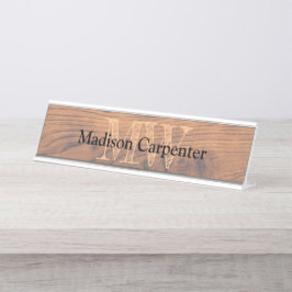 Placa De Mesa Madeira russa queimada Carpinteiro Monograma