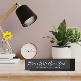 Placa De Mesa Mãe, Esposa, Chefe Babe Trendy Escoteiro Preto