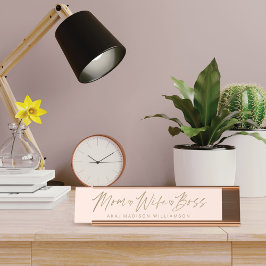 Placa De Mesa Mãe, Esposa, Chefe Trendy Escoteiro Rosa Escamotea
