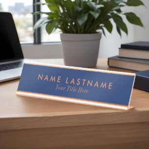 Placa De Mesa Marinho Azul Castanho Fonte Personalizada Minimali