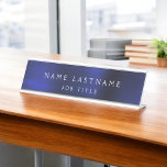 Placa De Mesa Marinho Blue Modern Metallic Professional Classy<br><div class="desc">Marinho executivo de luxo personalizado Blue Minimalist Business Name Plate com tipografia branca e escrita para os monogramas adicione seu próprio nome e profissão ou cargo. A Placa de Nomes Profissionais de Negócios pode ser personalizada com seu nome e cargo. Entre em contato com o designer para obter itens correspondentes...</div>