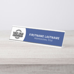 Placa De Mesa Marinho moderno azul e branco - Adicionar logotipo