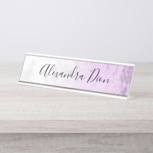 Placa De Mesa Mármore branco de relva roxa elegante