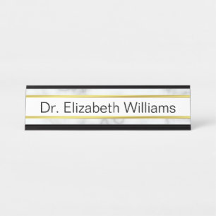 Placa De Mesa Mármore branco legado e Modelo de texto Dourado el