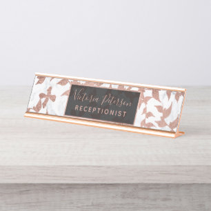 Placa De Mesa Mármore branco na moda da folha cor-de-rosa