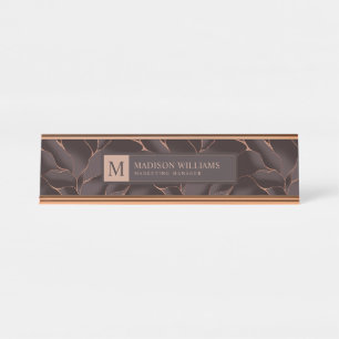 Placa De Mesa Marrom Chocolate & Dourado Rosa Padrão de Onda Abs