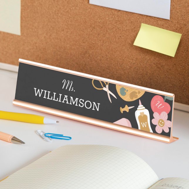 Placa De Mesa Material Escolar De Professores De Diversão Person (School Teacher School Supplies Personalized White Desk Name Plate)