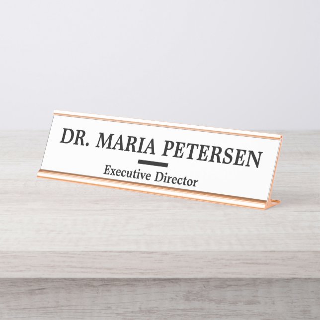 Placa De Mesa Médico Profissional Moderno - Escritório Branco Pr (Frente)