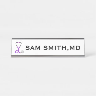 Placa De Mesa Médicos e Enfermeiras Violetas
