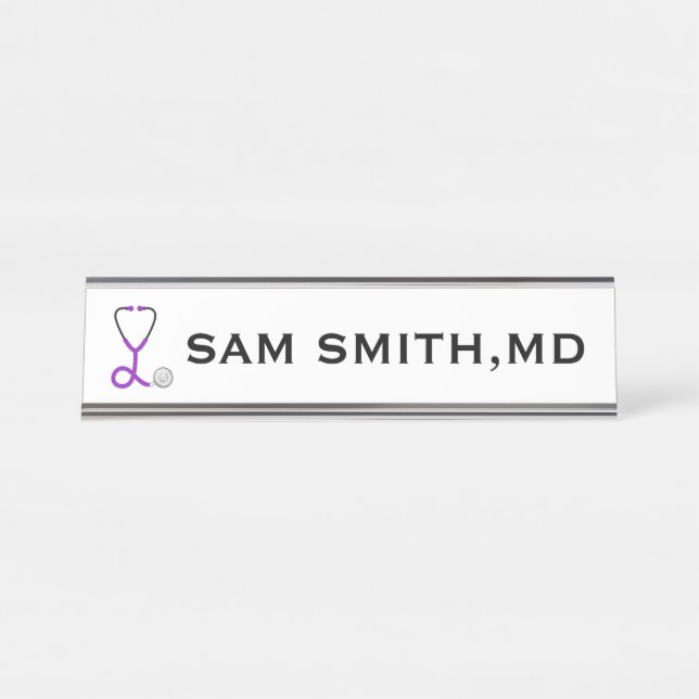 Placa De Mesa Médicos e Enfermeiras Violetas (Frente)