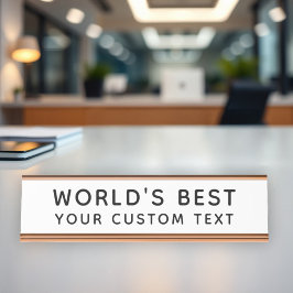 Placa De Mesa Melhor do Mundo Texto Personalizado Escritório Div
