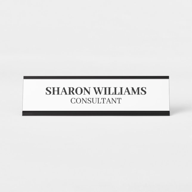 Placa De Mesa Mesa Mínima Elegante de Preto e Branco (Frente)