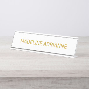 Placa De Mesa Mesa Moderna Personalizada Branca e Dourada