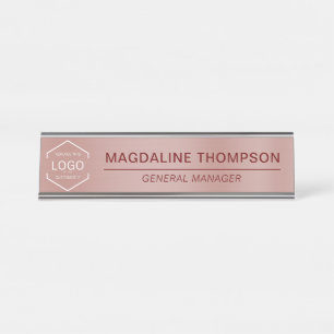 Placa De Mesa Metálico Dourado do Logotipo Corporativo