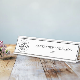 Placa De Mesa Minimalista Adicione Sua Tipografia Mínima Do Logo