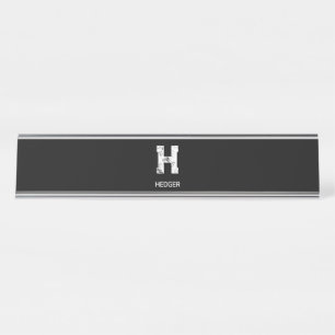 PLACA DE MESA MINIMALISTA BRANCA MONOGRAMA DE UMA LETRA NOME PRE