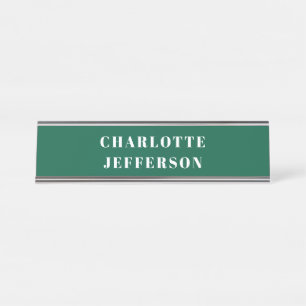 Placa De Mesa Minimalista Clássico Profissional Verde Branco