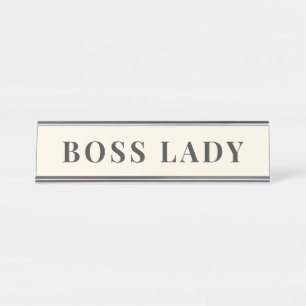 Placa De Mesa Minimalista Creme Marfim Senhora Chefe Escritório
