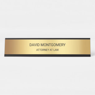Placa De Mesa Minimalista Dourado com advogado de tipografia neg