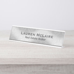 Placa De Mesa Minimalista Platina & Diamantes Profissional