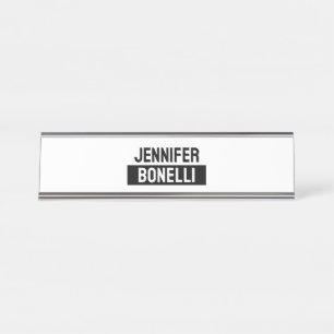 Placa De Mesa Minimalista Preto e Branco Simples Elegante Modern