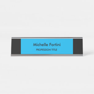 Placa De Mesa Mínimo Implante Azul Negro Elegante