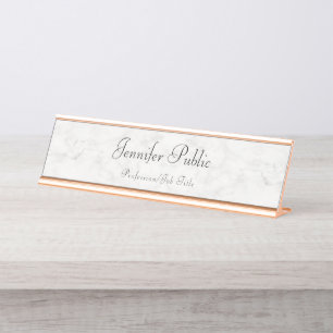 Placa De Mesa Modelo branco de mármore Dourado Rosa