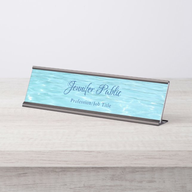 Placa De Mesa Modelo de água azul esguicho aqua Elegante (Frente)