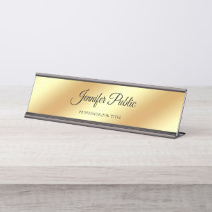 Placa De Mesa Modelo Dourado chique moderno de Calligraphed do