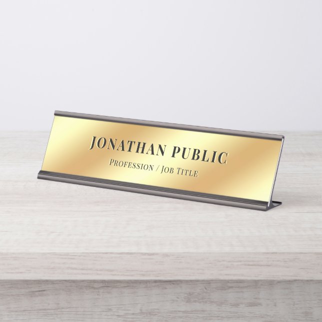 Placa De Mesa Modelo Elegante moderno - Glam Dourado Profissiona (Frente)