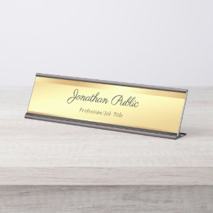 Placa De Mesa Modelo moderno Dourado elegante do texto da