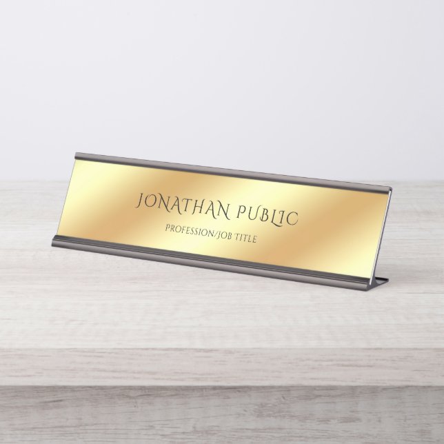 Placa De Mesa Modelo preto Dourado Design simples preto (Frente)