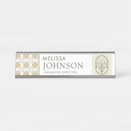 Placa De Mesa Modern Gold Geometric Desk Name Plate