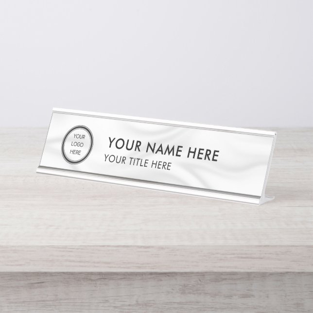 Placa De Mesa Modern Logo Professional Business Name Plate (Frente)