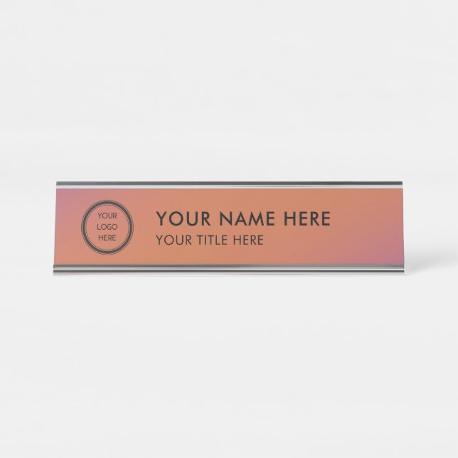 Placa De Mesa Modern Logo Professional Business Name Plate (Frente)