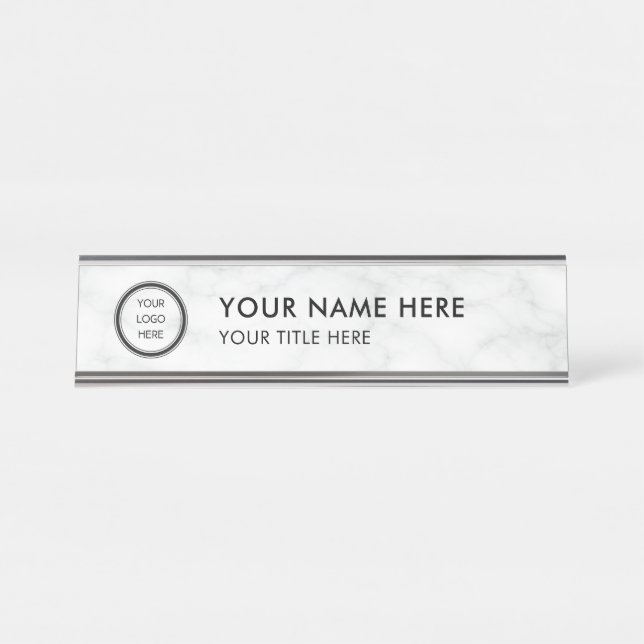 Placa De Mesa Modern Logo Professional Business Name Plate (Frente)