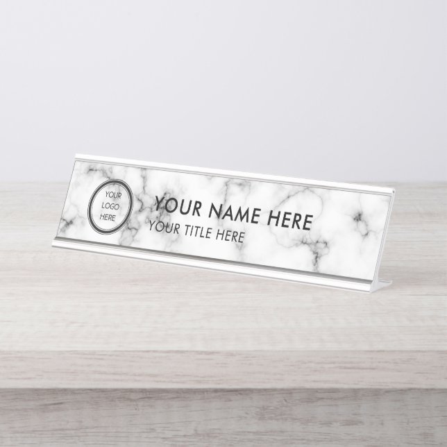 Placa De Mesa Modern Logo Professional Business Name Plate (Frente)