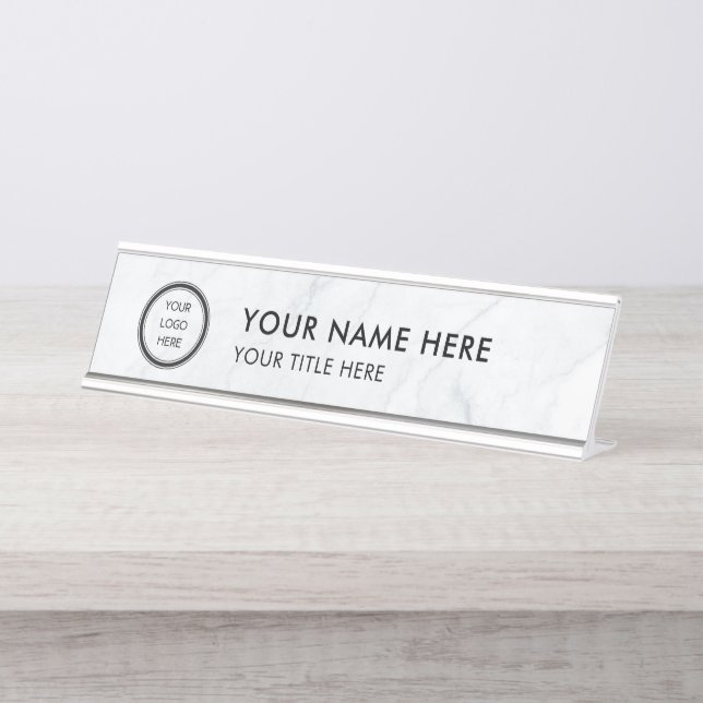 Placa De Mesa Modern Logo Professional Business Name Plate (Frente)