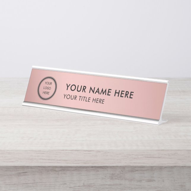 Placa De Mesa Modern Logo Professional Business Name Plate (Frente)