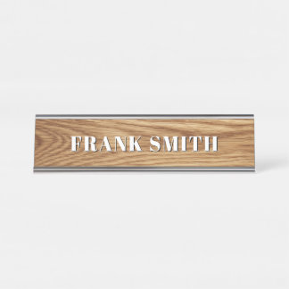 Placa De Mesa Modern Name Oak Wood Photo