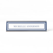 Modern Navy Blue Chic Double Boarder Elegant 