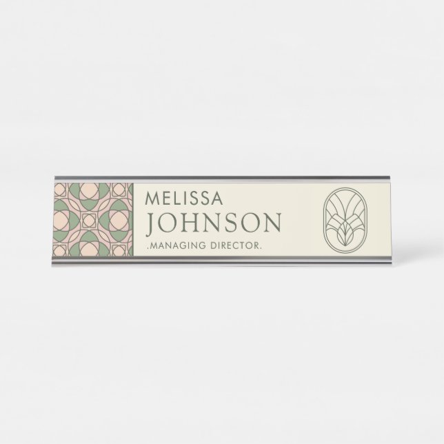 Placa De Mesa Modern Organic Botanical Acrylic Desk Name Plate (Frente)