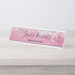 Placa De Mesa Modern Professional Blush Pink Sparkle De