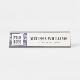 Placa De Mesa Modern Retro Lavender Geometric Desk Name Plate